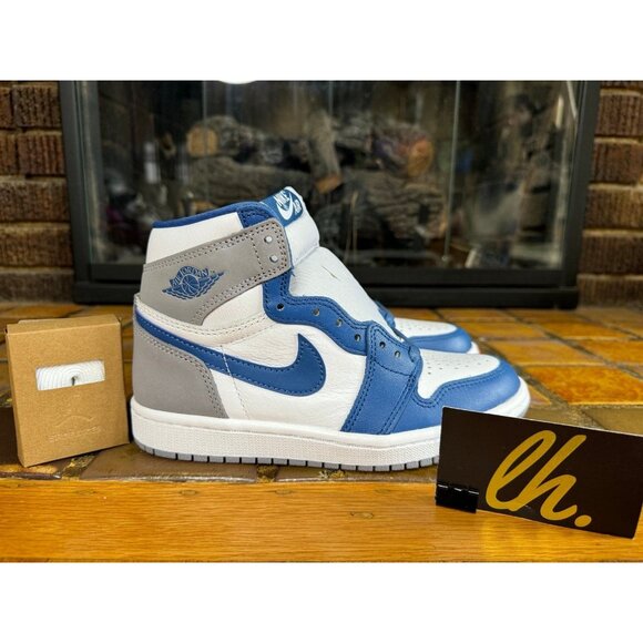 Mens 4 Air Jordan 1 Retro OG High True Blue Basketball Sneakers DZ5485-410 - Picture 1 of 7